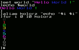 A console session. The second example uses blubscript.